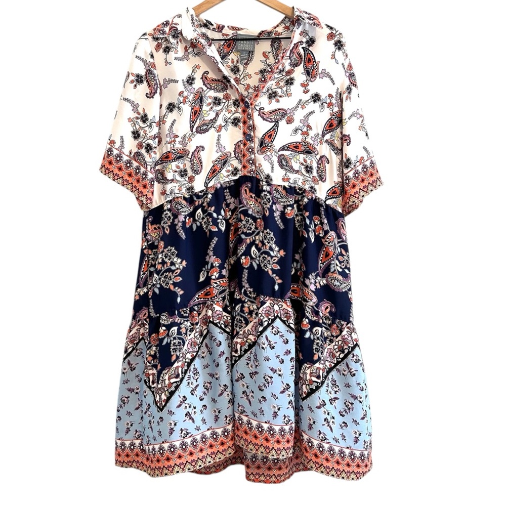 Rabbit Rabbit Rabbit Paisley Boho Midi Tunic Dress size 14